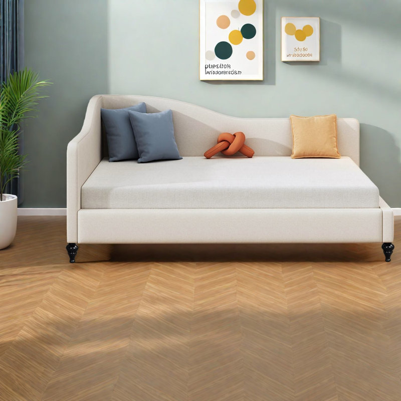 Lit de jour en bois en forme de L peu encombrant, style moderne pour la maison
