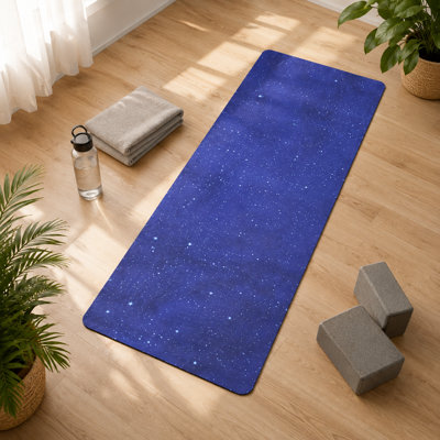 72.41-inch Blue TPE Yoga Mat, Multi-functional Exercise Mat, Women's Pilates Home Floor Fitness Mat