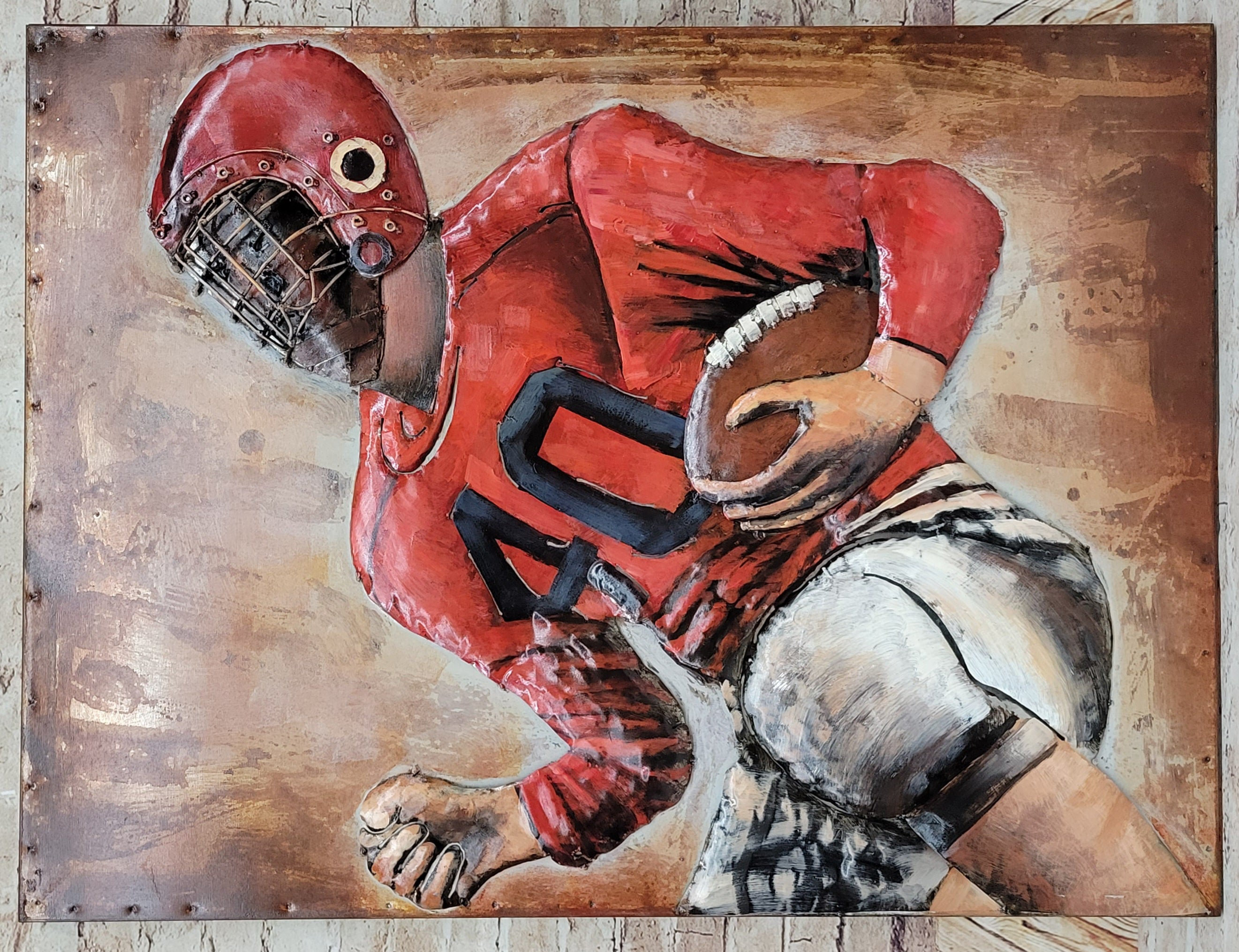 Picture of Red Barrel Studio® Football Player 3D Mixed Media Wall Art Painting ...