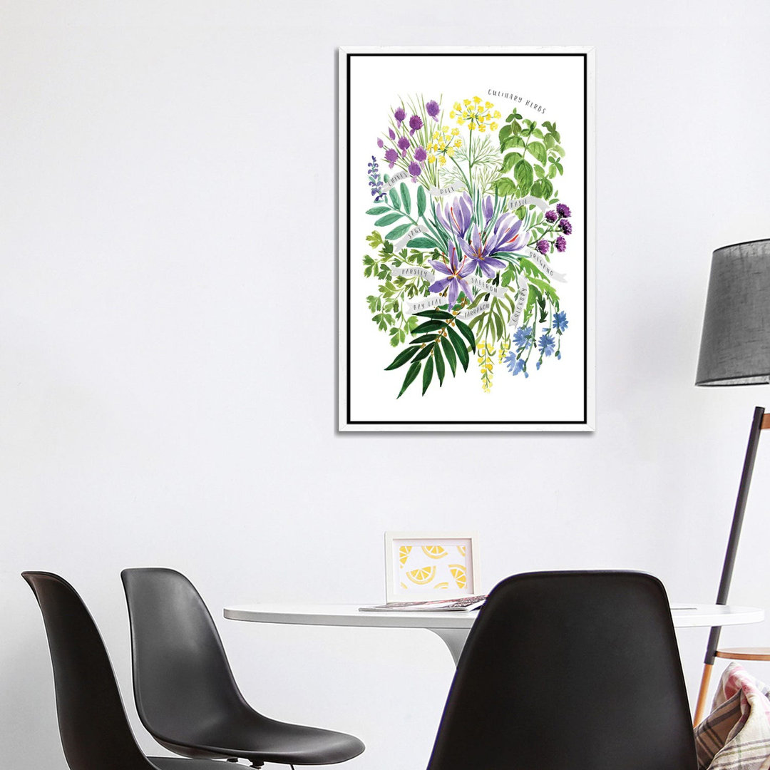 Kulinarisches Kräutersträußchen in Aquarell von Blursbyai - Galerie-verpackte Leinwand Giclée auf Leinwand