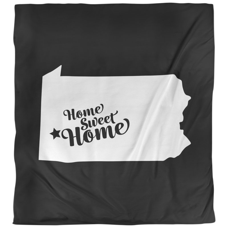 Housse de couette réversible simple Home Sweet Pittsburgh, Housse de couette pour grand lit, Jaune, Microfibre