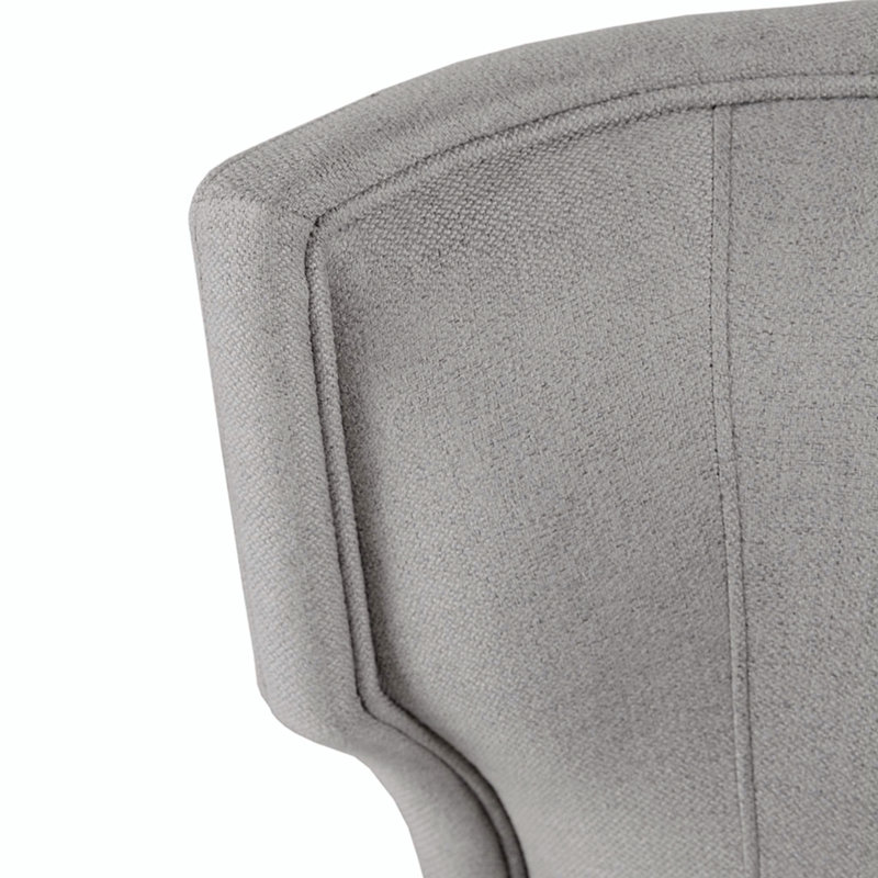 Light Gray Upholstered Wingback Dining Side Chair with Wood Legs