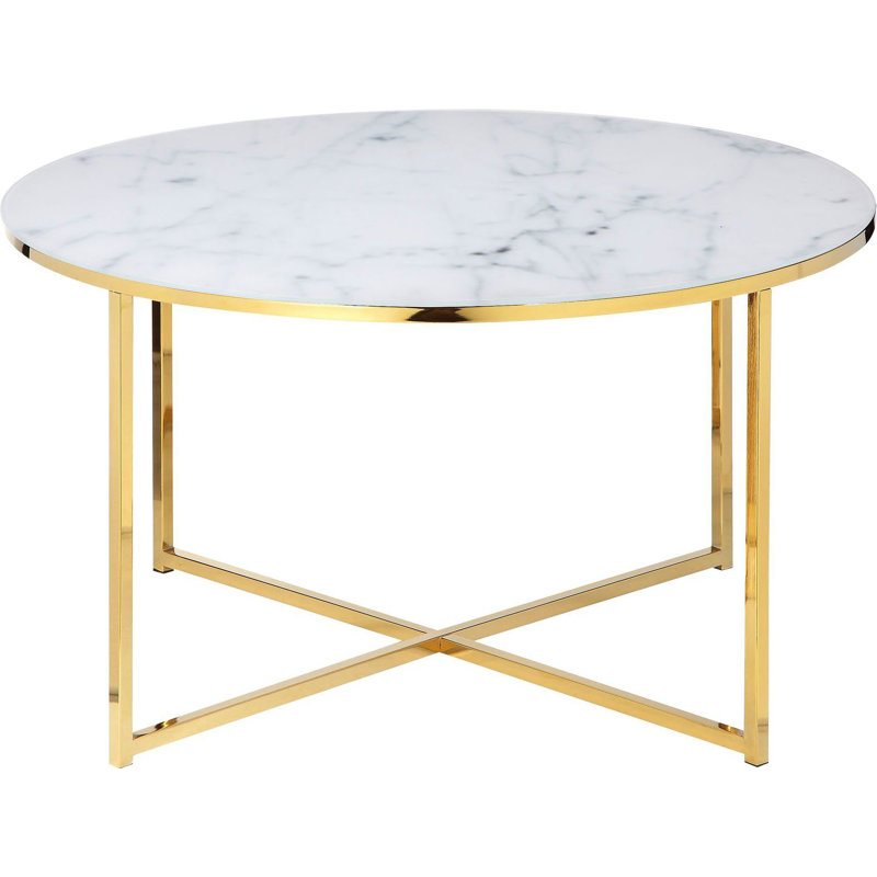 Irvington Cross Legs Coffee Table, White, Gold