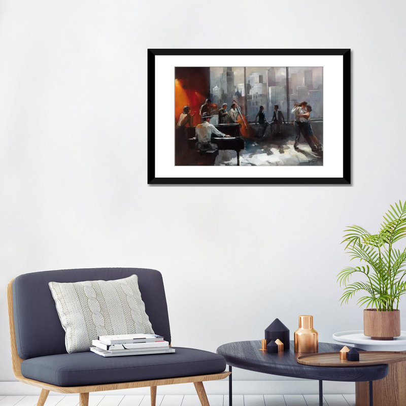 «Room With A View II», reproduction sur toile, H 12 po x l 18 po x P 1,5 po, Pas de tapis, Papier d'art encadré noir