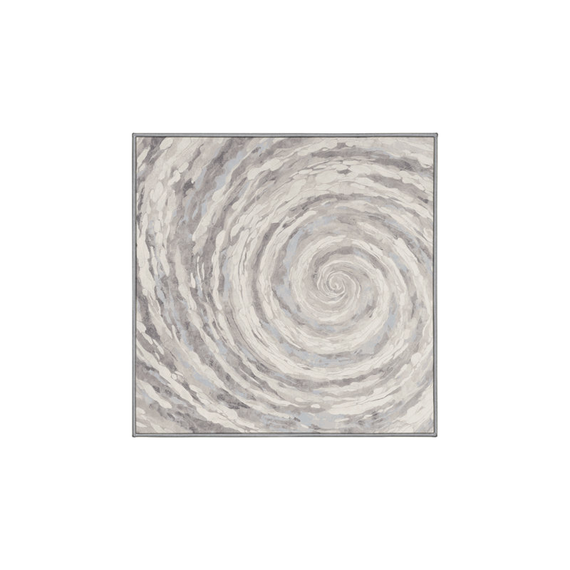 Machine Washable Gray Area Rug, Square 7'