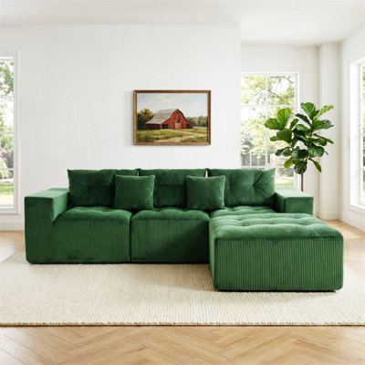 Canapé en L sur mesure, canapé désossé Yunduo avec assise profonde et dossier haut, canapé rembourré en tissu, fabriqué en série, convient au salon et à la chambre à coucher
