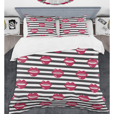 Ensemble de housse de couette de style mid-century à la mode lèvres