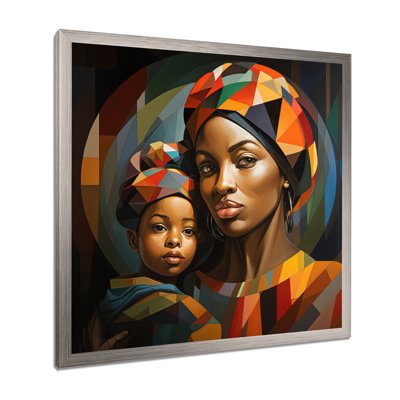 Orange orange, mère et enfant «Bond I» - Art mural africain