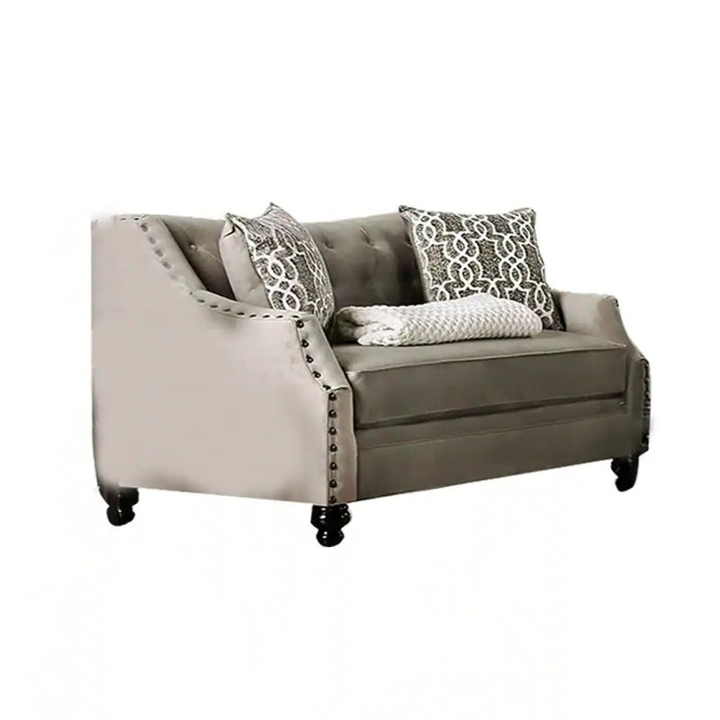 65.4" W Transitional Loveseat, Light Brown