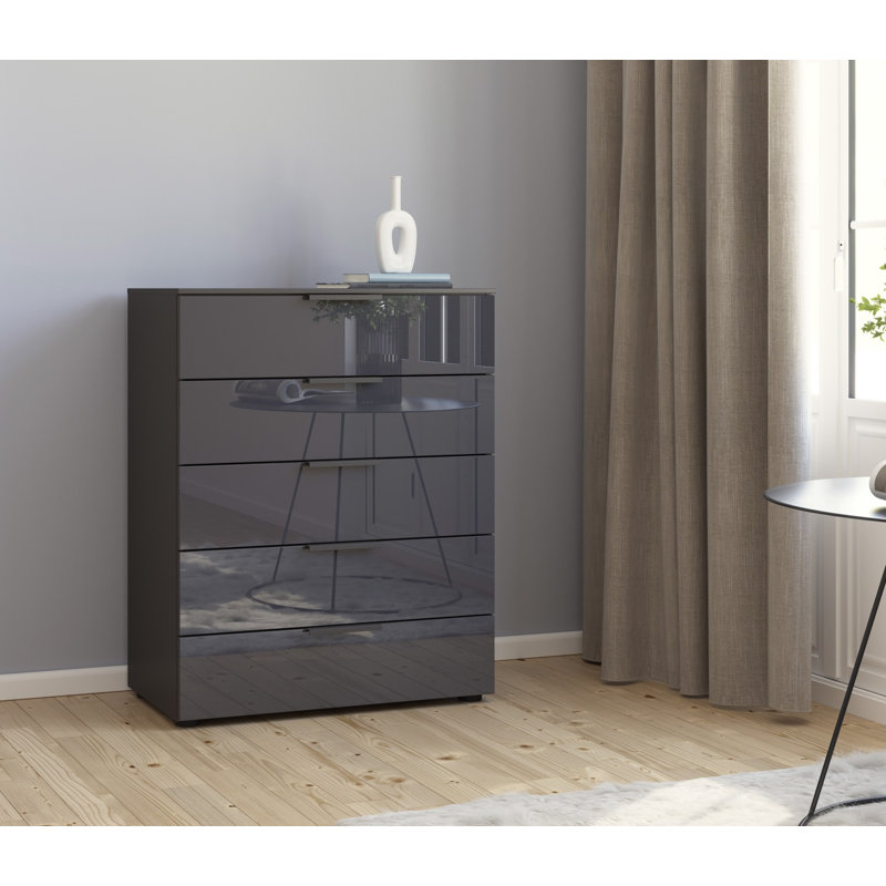 Flipp 5 - Drawer Chest of Drawers, Graphite/Glass Basalt