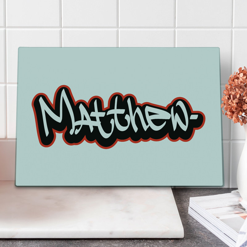 Planche à découper Ambesonne Matthew grande taille Hip-Hop Street Art nom vermillon blanc