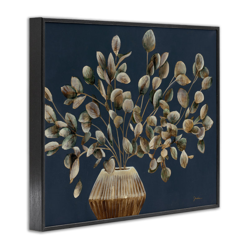 «Rustic Eucalyptus Leaves», estampe numérique par Liz Jardine, H 11 po x l 14 po, Giclée encadrée noir minuit