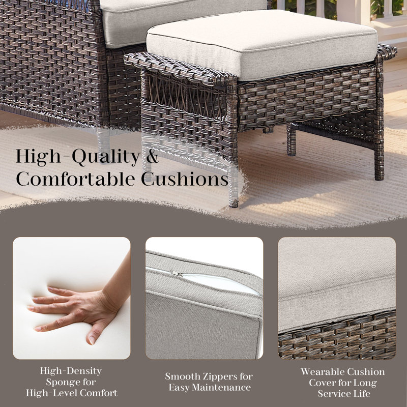 Tapash 9 - Person Patio Conversation Set with Cushions, Beige