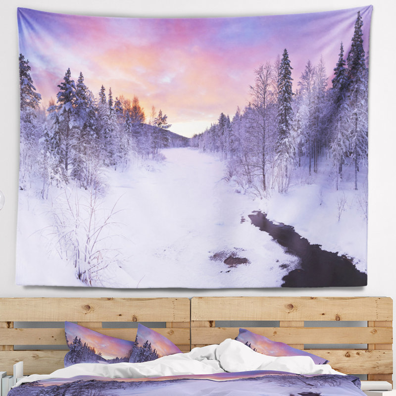 Paysage de rivière d'hiver en Laponie finlandaise, H 32 po x l 39 po