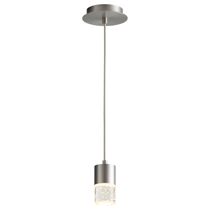 Luminaire suspendu cylindrique à 1 lumière DEL, Nickel satiné, H 125,5 po x l 2 po x P 2,75 po
