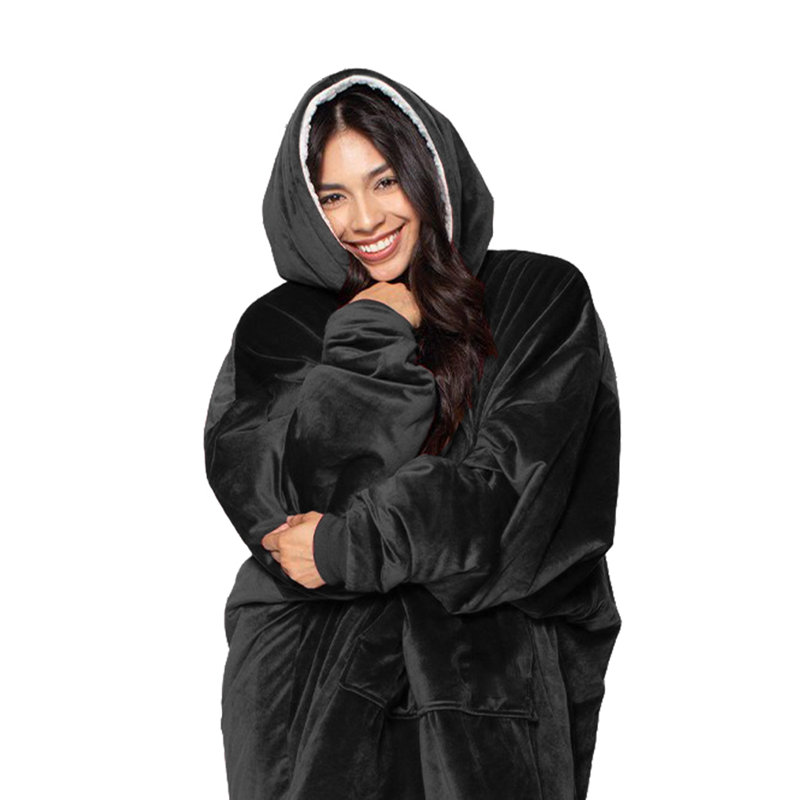 Couverture à capuche en velours, Noir
