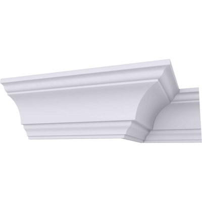 Endurathane Salem Traditional Cove Crown Moulding, 3 1/4"H x 3 1/4"P x 4 1/2"F x 94 1/2"L, Factory Primed