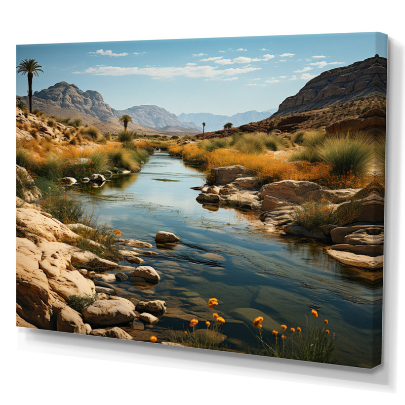 Désert oasis III sur toile, H 34 po x l 44 po x P 1,5 po, Toile tendue