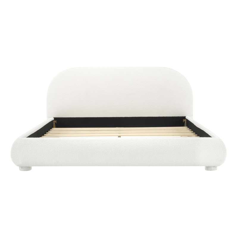 Structure de lit tapissier en tissu de style crème, Grand lit