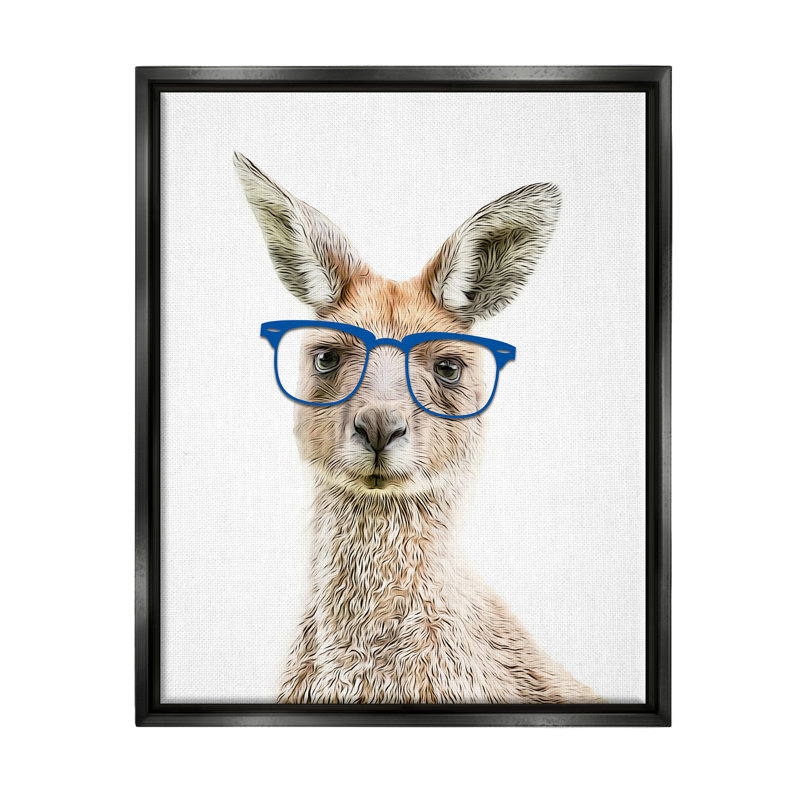 «Trinx Kangaroo Blue Hipster Glasses» par Annalisa Latella, H 31 po x l 25 po x P 1,7 po, Cadre flottant noir de jais