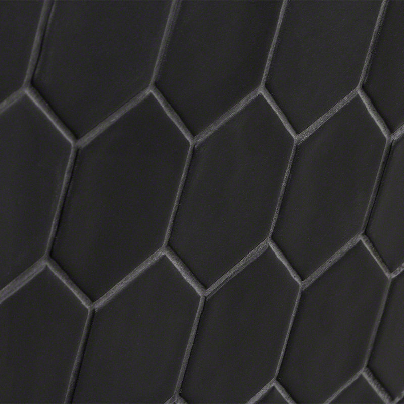 Brookville 3" x 3" Ceramic Honeycomb Mosaic Wall & Floor Tile, Black