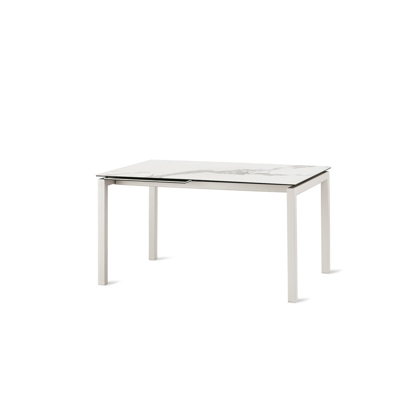 Abigail Glass Top Metal Base Dining Table, White/Carrara, 75cm H x 110cm L x 80cm W
