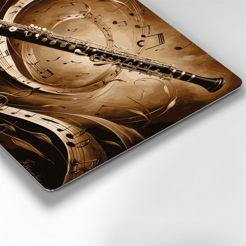 Music Oboe Black Metal Wall Art, 20" H x 30" W