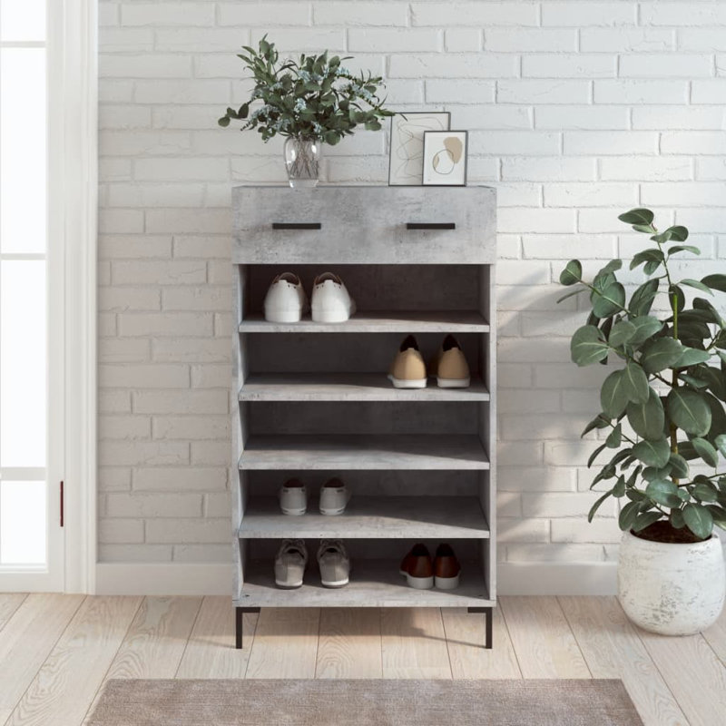 10 Pair Shoe Storage Cabinet, Concrete Grey