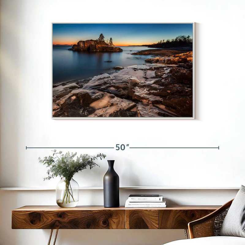 Lac Supérieur au crépuscule, Cadre flottant blanc, 37 po x 25 po