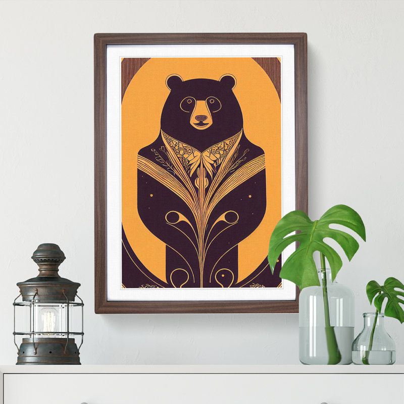 Bear No.4 - Single Picture Frame Print, 34cm H x 25cm W x 2cm D, Walnut Framed