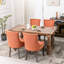 Lot de 2 chaises de salle à manger latérales Ultra, revêtement en tissu épais orange, pieds en bois massif, clous décoratifs bronze, largeur 51,4 cm, profondeur 56,3 cm, hauteur 91 cm