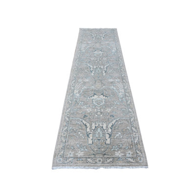 Tapis de couloir oriental gris en laine noué à la main 2 pi 9 po x 9 pi 7 po Peshawar Bijar 9B8193241DA2458CAECBA7FC40043D55