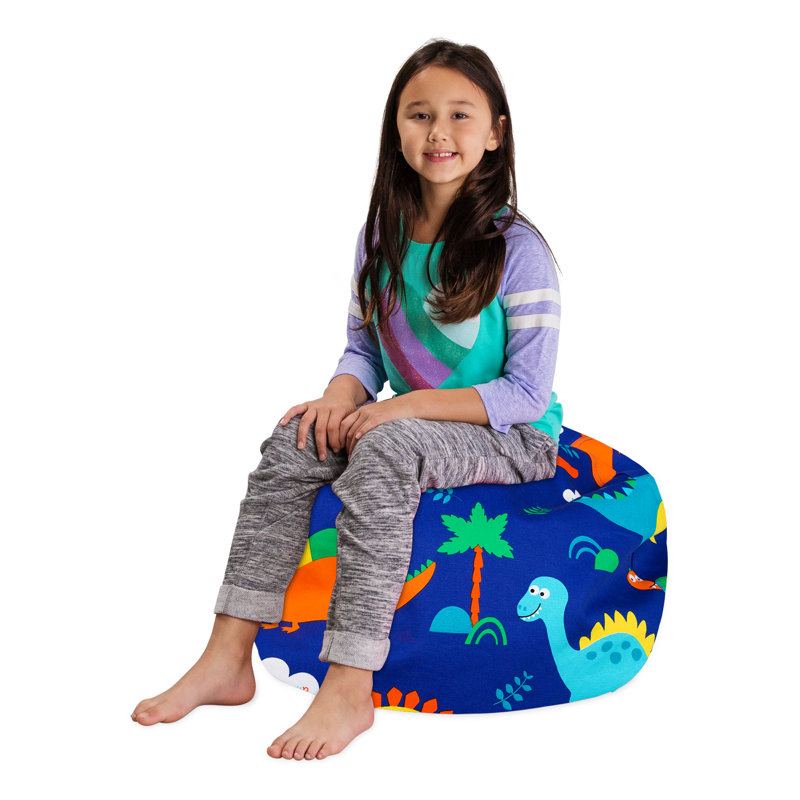 Kids Bean Bag Chair Cover - Stuffed Animal Storage & Toy Organizer with Zipper - Plush Storage Kids Bean Bag Cover only for Toddlers and Children's Rooms - Organizes Pillows, Blankets, and Stuffies - Multiple Colors, Sizes, and Fabrics