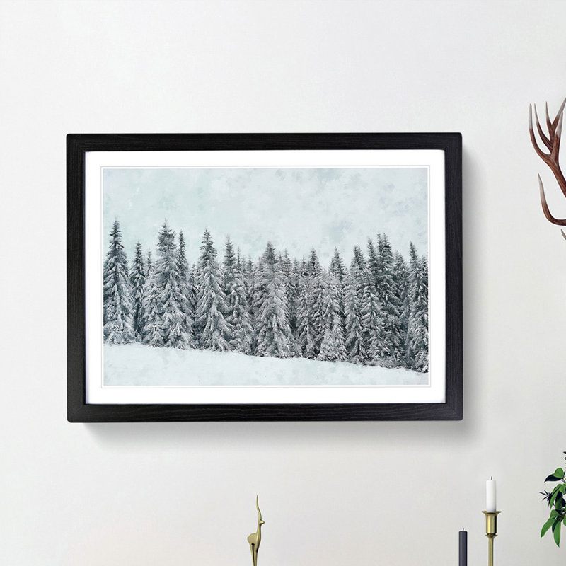 Points Of The Trees - Single Picture Frame Painting on MDF, Black Framed, 33cm H x 45cm W x 2cm D