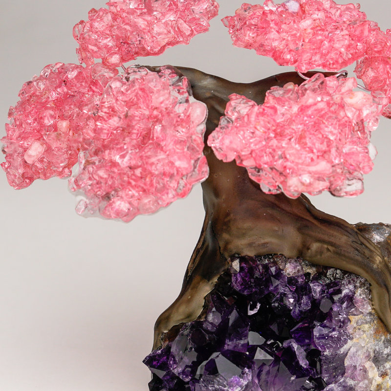 Small Rose Quartz Clustered Gemstone on Amethyst Matrix (The Love Tree)