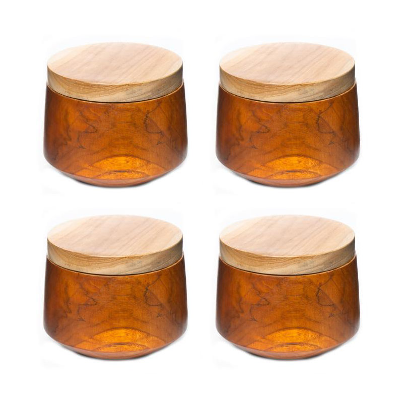 Ensemble de 4 bols en bois arrondis avec couvercle