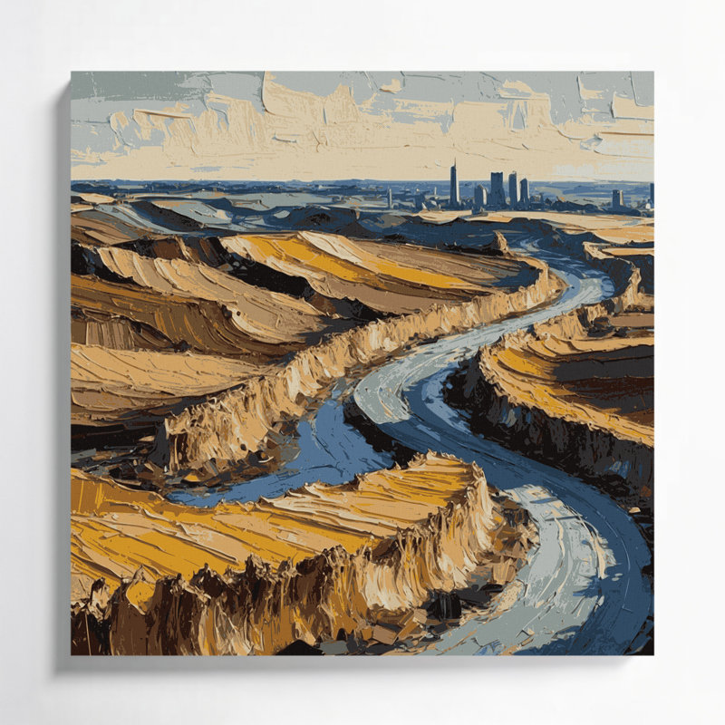 USA State Ohio Brown Canvas Wall Art, 12" H x 12" W