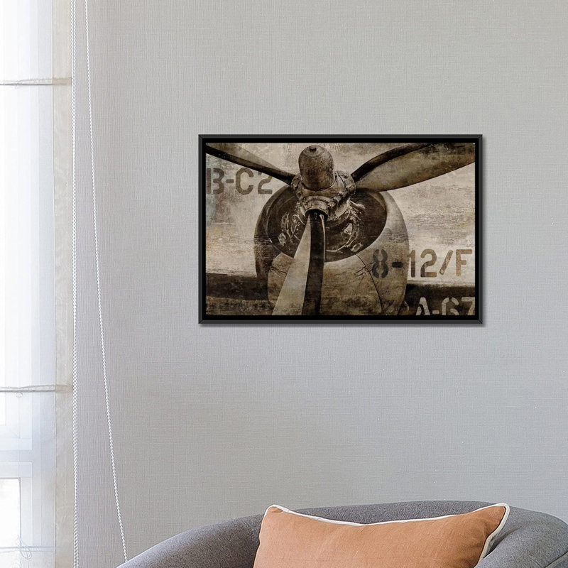 «Vintage Propeller» par Dylan Matthews, impression sur toile tendue, H 18 po x l 26 po x P 1,5 po, Toile avec cadre noir