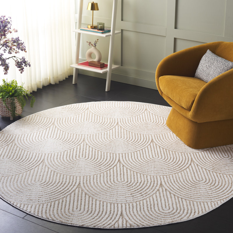 Saffia Performance Geometric Rug, Round 6'7"