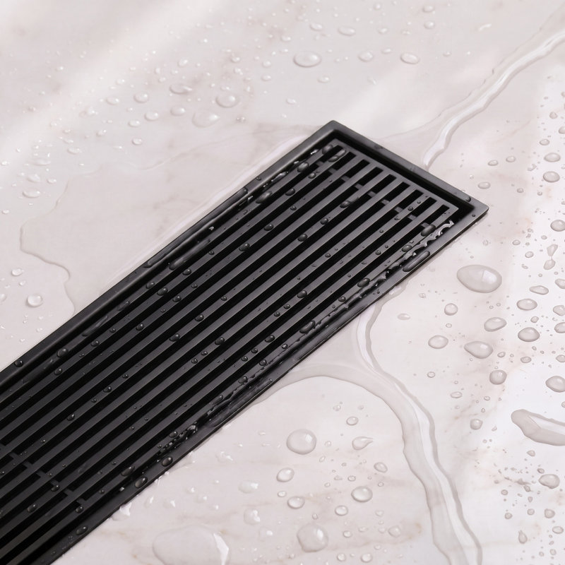 Drain de douche à grille linéaire 24 po, Noir mat