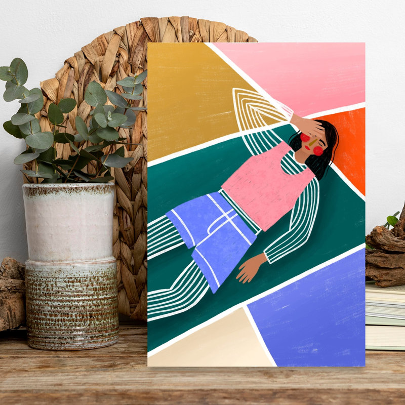 Vibrant Lady Resting Abstract Bold Colorful Wall Art Print, 45.72cm H x 30.48cm W