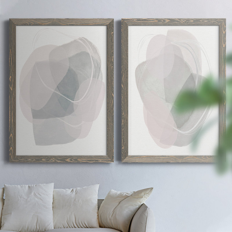 River Jewels I - ensemble de 2 peintures sur toile encadrées, Cadre gris, H 24 po x l 36 po x P 1,5 po