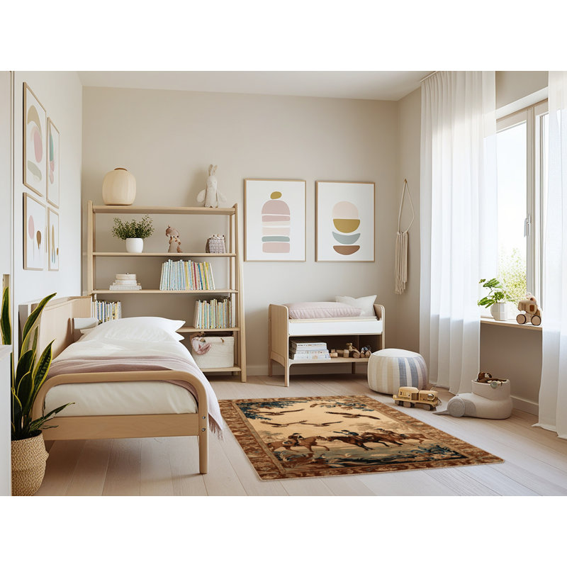 Tapis brun français lavable à la machine, Rectangulaire 3 pi x 5 pi