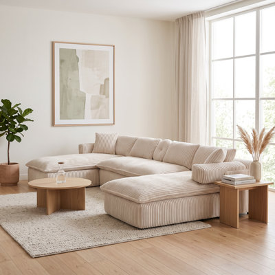 Canapé modulaire surdimensionné en velours côtelé avec poches latérales et coussins Jetta
