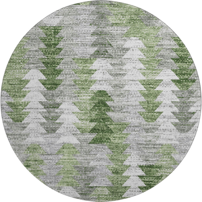 Premium Machine Washable Cerrito Green Rug, Round 8'