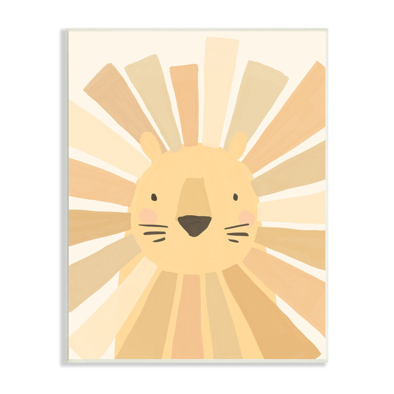 «Lion Quirky Striped Mane» par Heather Mclaughlin, L 13 po x H 19 po, Plaque murale