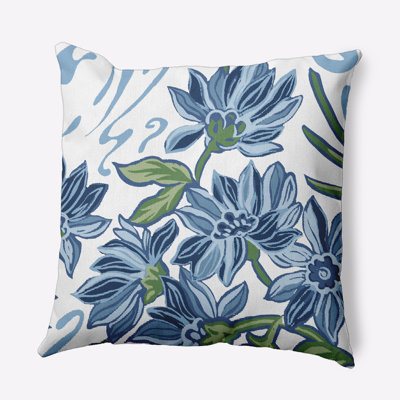 Floral Frolic Floral Outdoor Reversible Throw Pillow