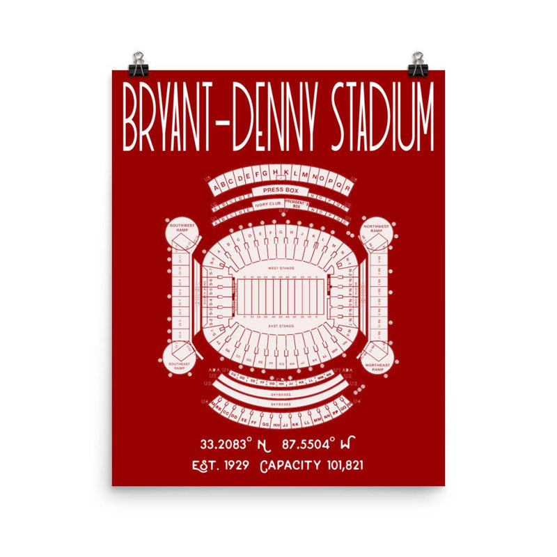 Alabama Roll Tide Bryant Denny Stadium - impression sans cadre
