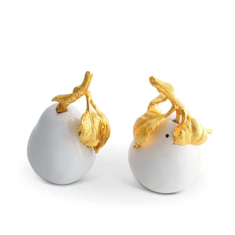 Harvest Salt And Pepper Shaker Set, White/Gold