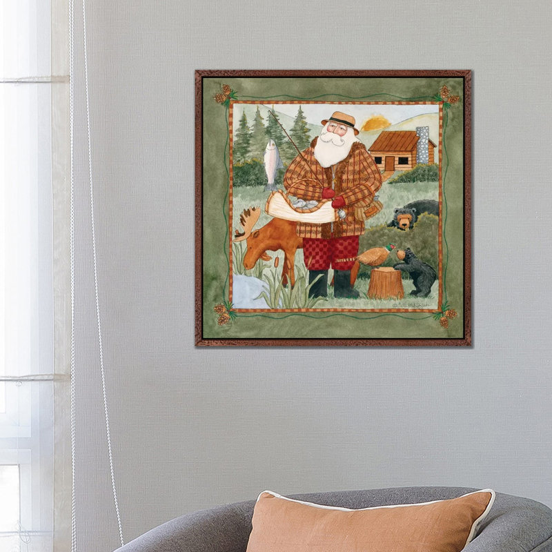 Catch Of The Day by Teresa Kogut - Painting on Canvas, Classic Brown Wood Floater Framed, 66.04cm H x 66.04cm W x 3.81cm D